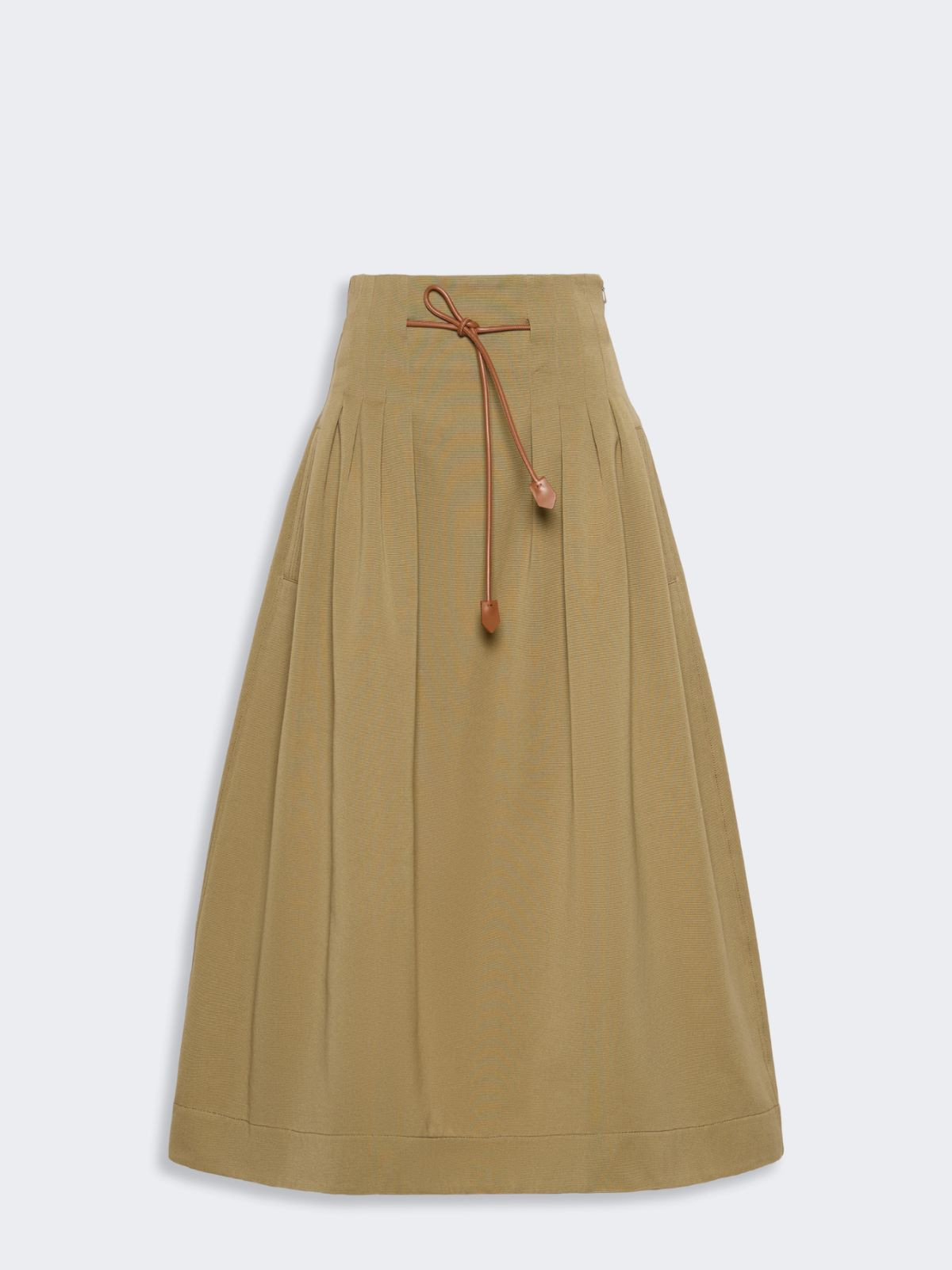 Max Mara Woman - Pleated cotton Ottoman skirt - Kaki - Size 0 | MaxMara