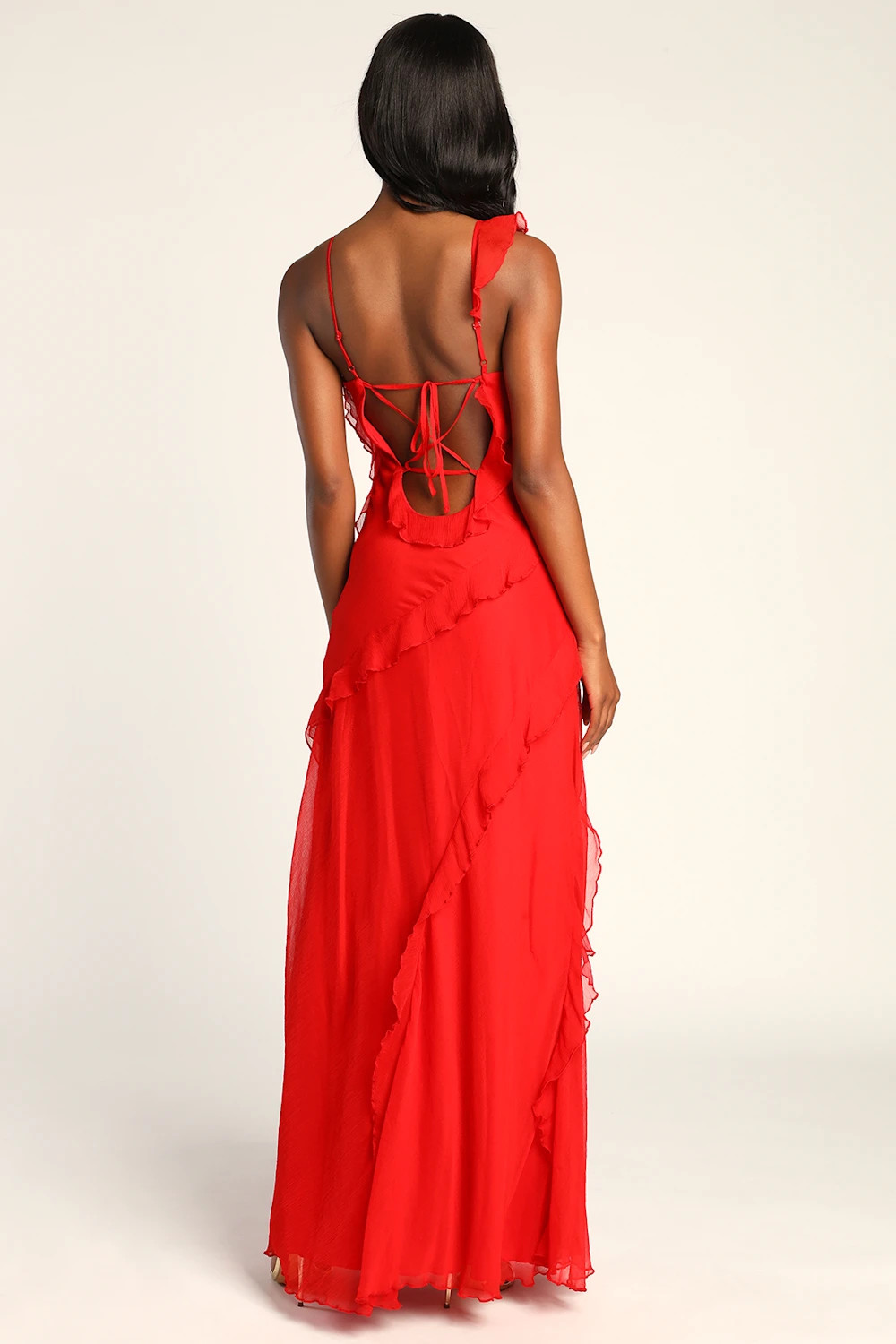 Tier Desire Red Tiered Ruffled Lace-Up Maxi Dress | Lulus (US)