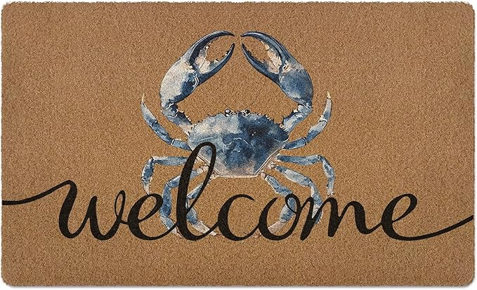 Blue Crab Welcome Door Mat, Beach Framhouse Doormat, Lake Sea Welcome Front Door Mat Indoor Outdo... | Amazon (US)