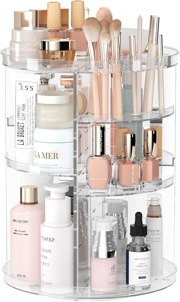 Rotating Makeup Organizer, DIY 8 Adjustable Layers Spinning Skincare Organizer, Cosmetic Display ... | Amazon (US)