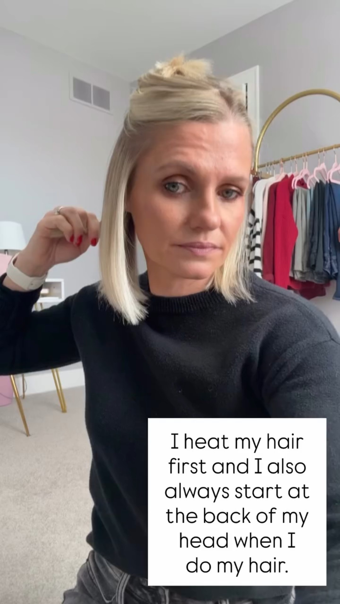 I heat my hair first and I also always start at the back of my head when I do my hair.

#LTKselfcare #LTKgrwm #LTKBaby