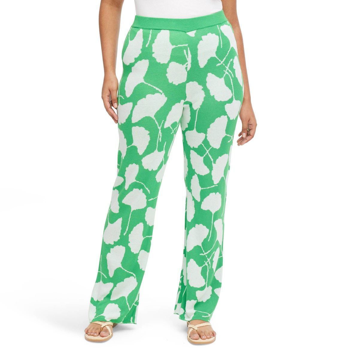 Women's High Waisted Ginkgo Green Sweaterknit Flare Pants - DVF for Target XXS | Target