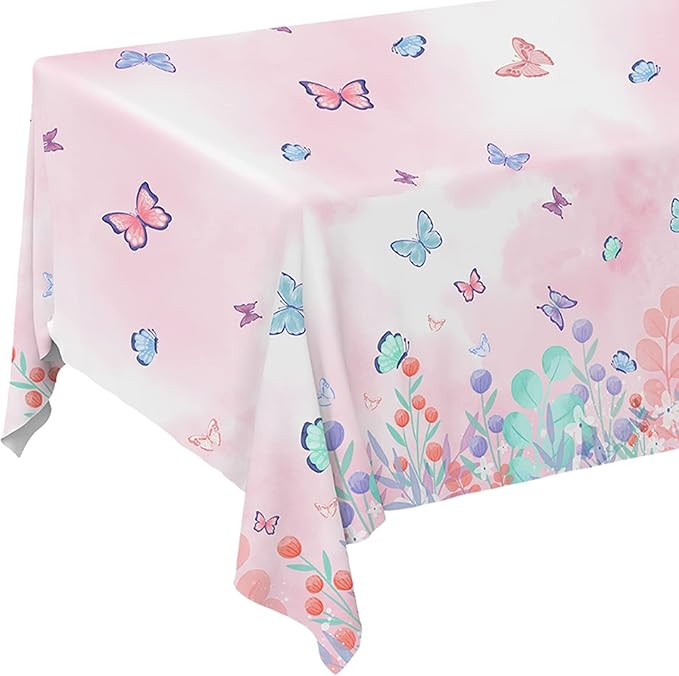 Butterfly Disposable Tablecloth, Plastic Table Cover for Kid’s Birthday Party, 3 PCS, 54”x 10... | Amazon (US)
