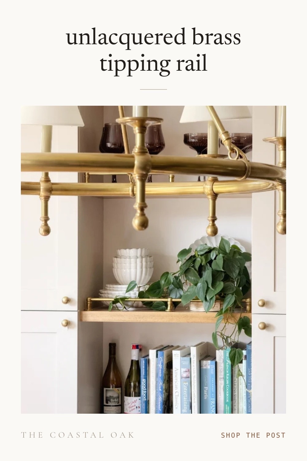 Unlacquered brass tipping rail adds the prettiest timeless detail to open shelving. A classic kitchen design detail for a collected, vintage-inspired home. Brass shelf rail, kitchen shelving, unlacquered brass, kitchen hardware, open shelf styling + timeless kitchen ideas.

#LTKHome