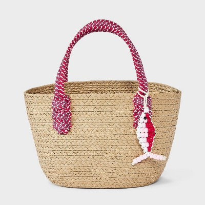 Straw Mini Tote Handbag with Fish Charm - Universal Thread™ Natural | Target