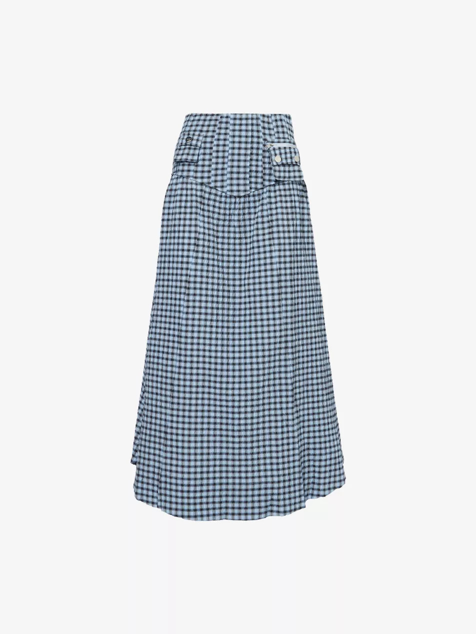 Seersucker Pocket-Front Check Woven Maxi Skirt | Selfridges