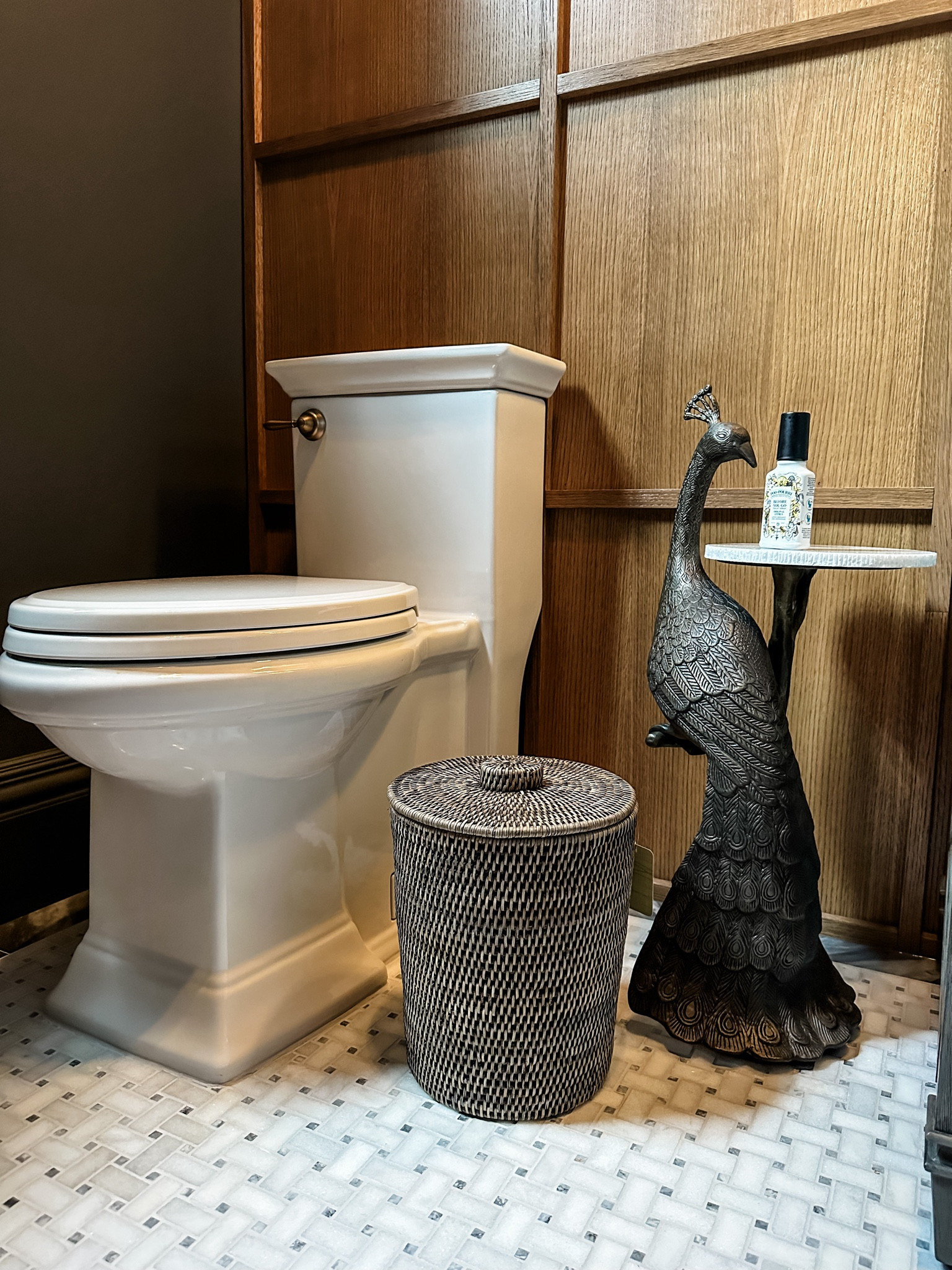 Drink table • accent table • side table • bathroom decor • peacock table • traditional home decor • moody home decor • bathroom rash can • home styling • bathroom accessories • home decor • 

#LTKstyletip #LTKhome #LTKMostLoved