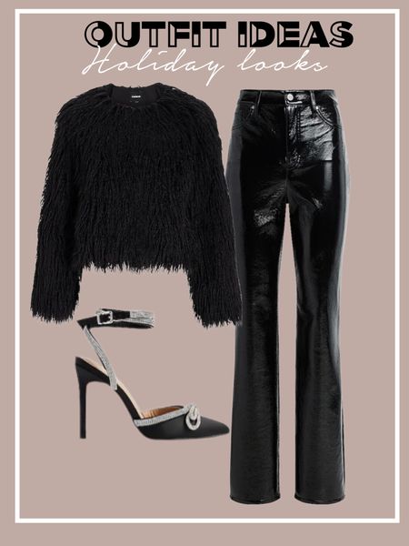 Faux fur coat Xs faux leather pants 00s both 50% off black rhinestone heels 

#LTKsalealert #LTKunder100 #LTKunder50
