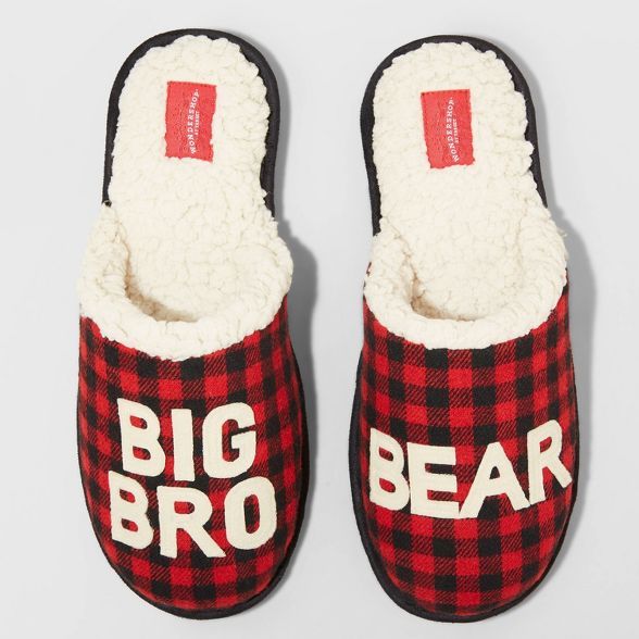 Men's Family Sleep Big Bro Bear Slippers - Wondershop™ Red | Target