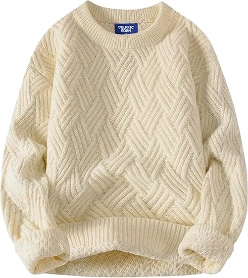 Aelfric Eden Vintage Oversized Sweaters Crewneck Knit Pullover Baggy Loose Casual Cable Sweater 2... | Amazon (US)