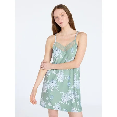 Joyspun Women’s Dreamy Soft Collection Lace Front Knit Chemise Sizes XS to 3X | Walmart (US)