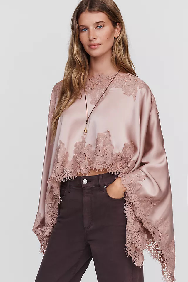 Satin Lace Poncho Top | Anthropologie (US)