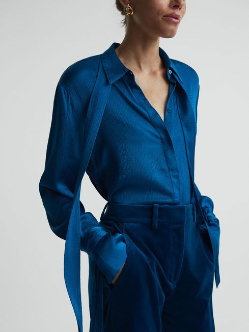Hammered Satin Removable Tie Detail Blouse | Reiss UK