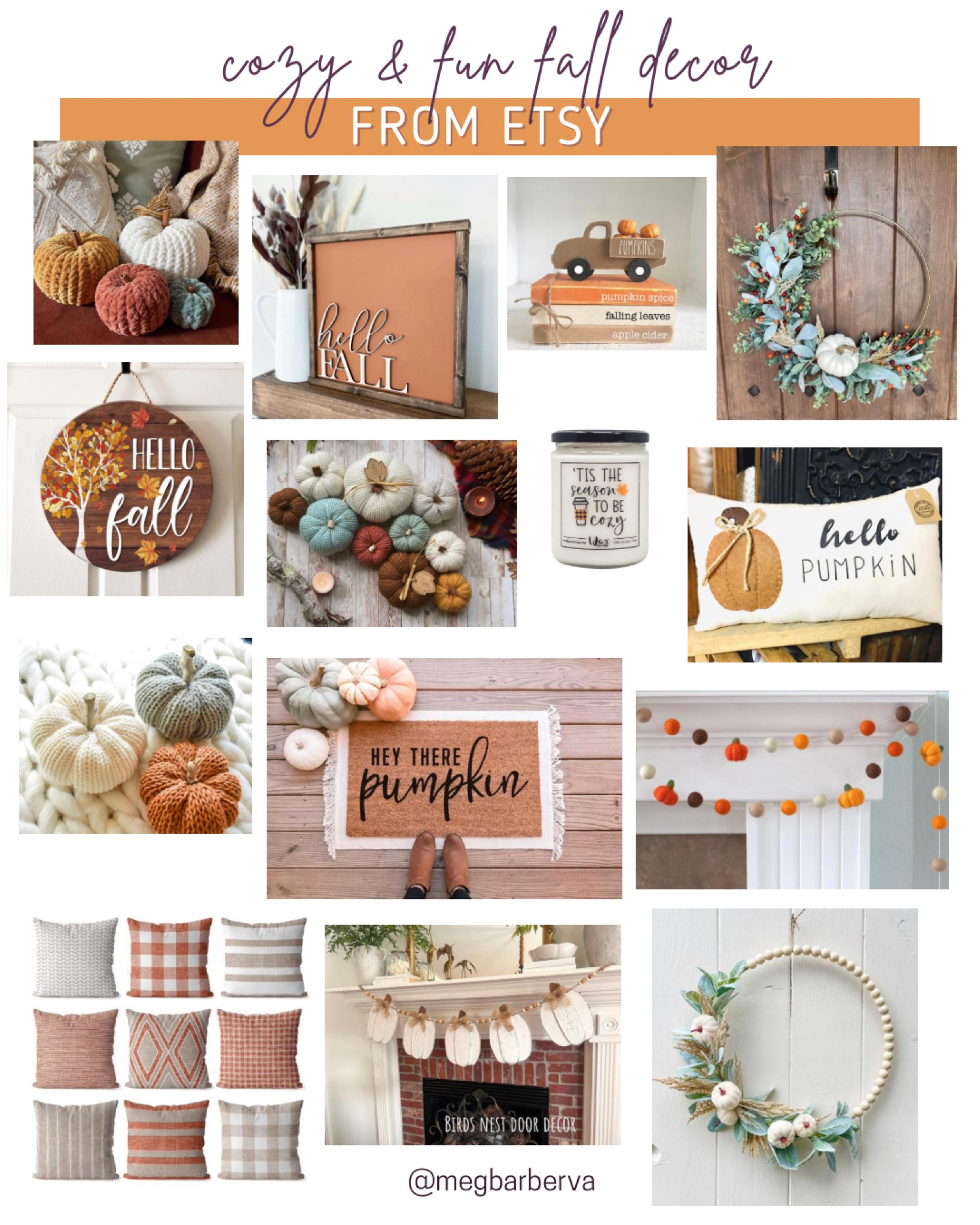 Hello Pumpkin! I am loving these cozy and cute fall decor items from Etsy. Those knit pumpkins most of all have my heart! #falldecor #homedecor

#LTKhome #LTKSeasonal