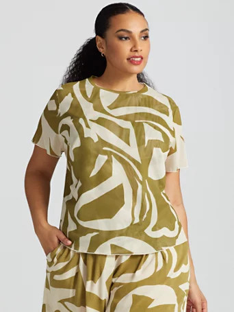 Filomena Printed Mesh Tee - Gabrielle Union x FTF - Fashion To Figure | Fashion To Figure