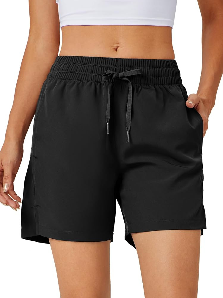 5 Inch Womens Athletic Shorts Basic Gym Workout Shorts Quick Dry Lightweight Running Shorts with ... | Amazon (US)
