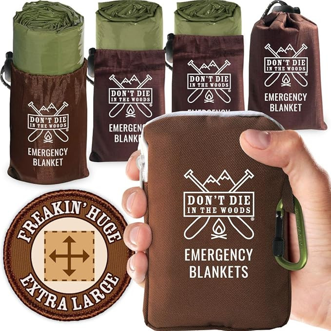 Don't Die In The Woods - Freakin’ Huge Emergency Blankets [4-Pack] Extra-Large Thermal Mylar Sp... | Amazon (US)