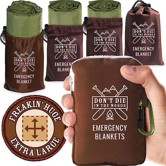 Don't Die In The Woods - Freakin’ Huge Emergency Blankets [4-Pack] Extra-Large Thermal Mylar Sp... | Amazon (US)