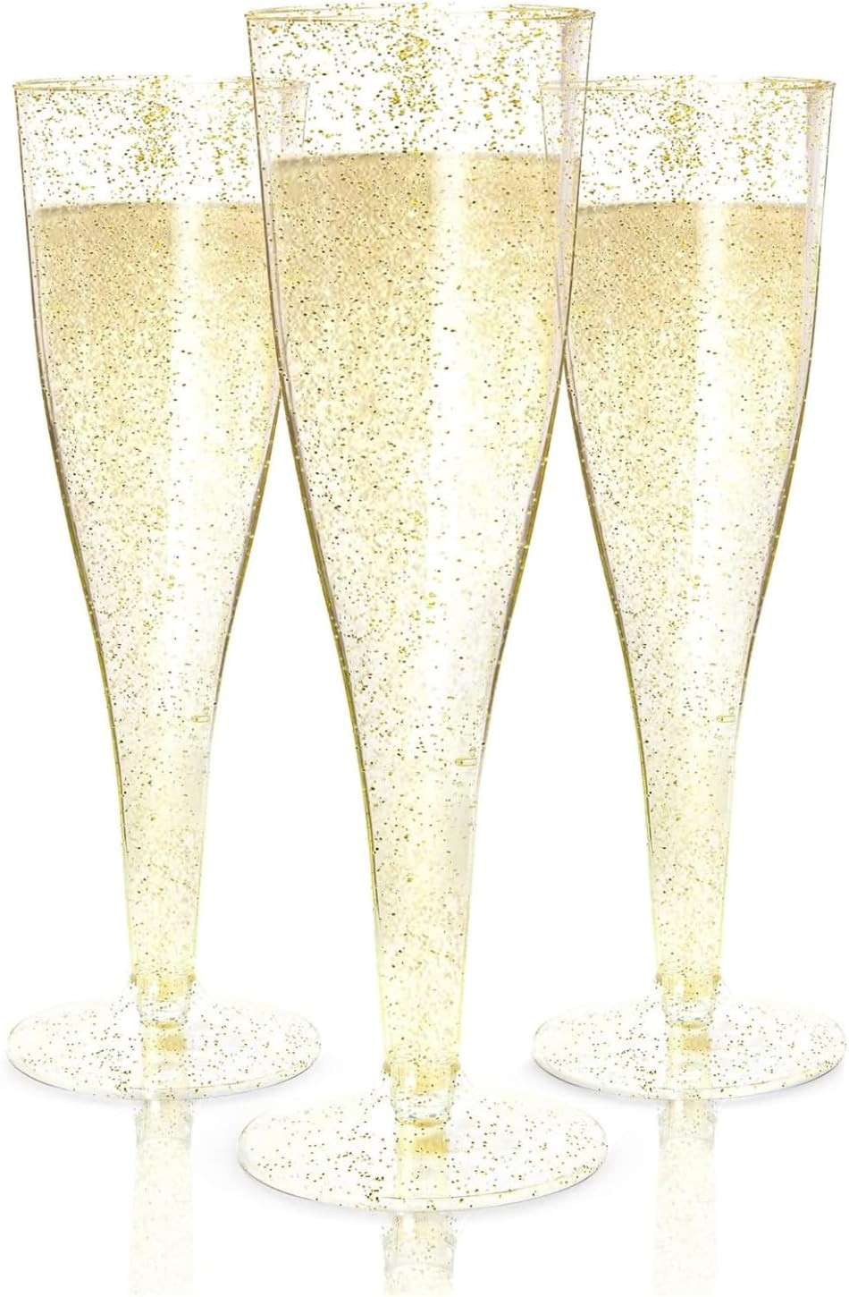 Prestee 100 Gold Plastic Champagne Flutes - 4.5 oz Disposable Champagne Glasses for Toasting at W... | Amazon (US)