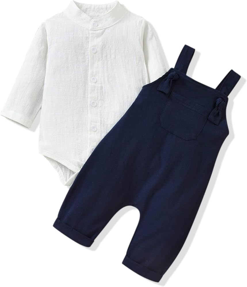 Unutiylo Baby Boys Clothes for Gentleman Outfits,Toddler Overalls Baby Suspender Pants and Bodysu... | Amazon (US)