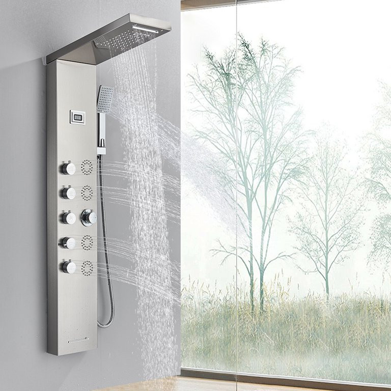 Rozin Stainless Steel Shower Panel Tower System Rain&Waterfall Massage Jet Sprayer Tap | Walmart (US)
