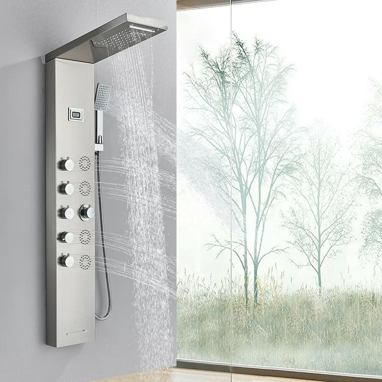 Rozin Stainless Steel Shower Panel Tower System Rain&Waterfall Massage Jet Sprayer Tap | Walmart (US)