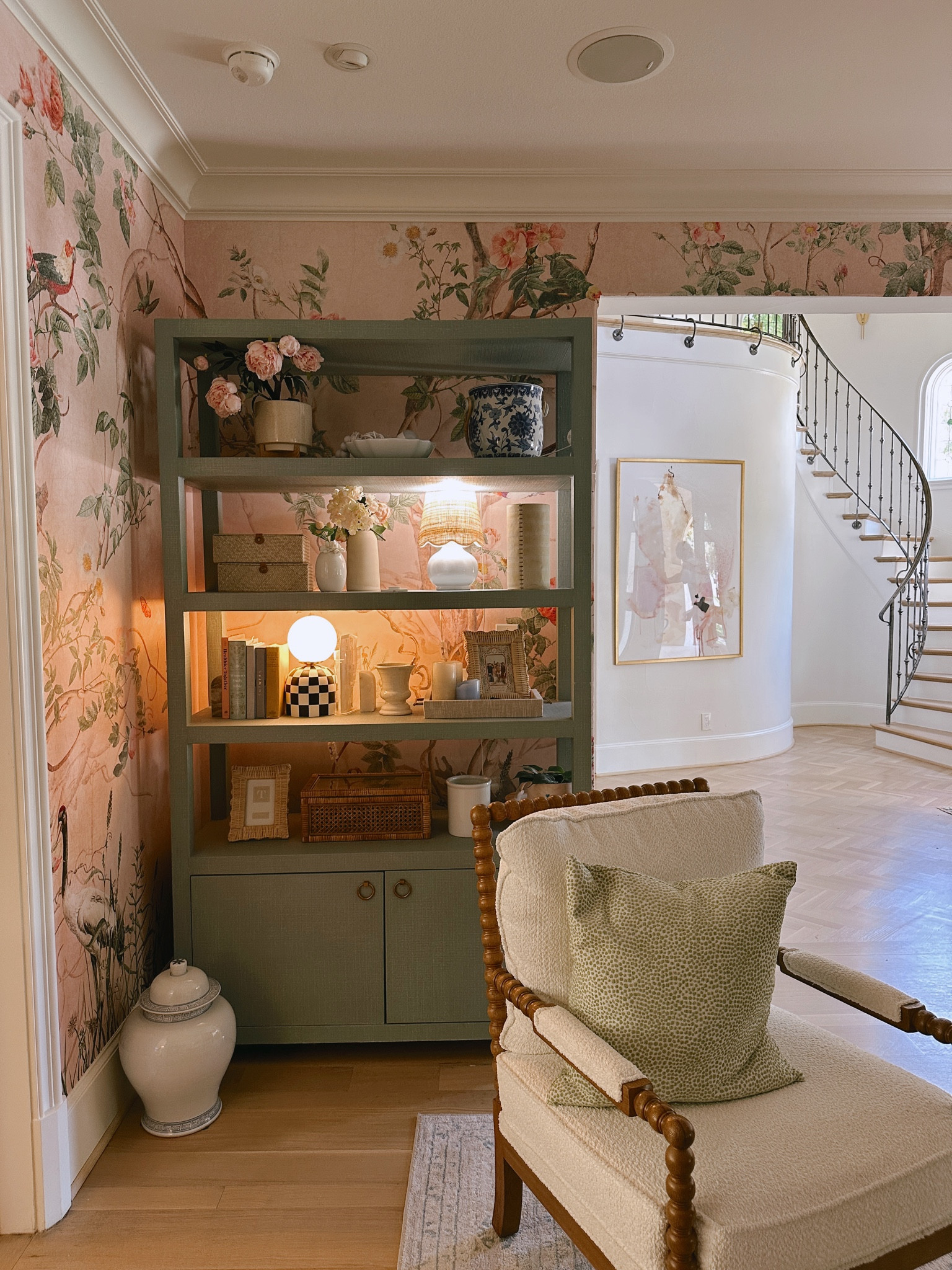 Still can’t get over how this space came together 🩷 The pink wallpaper makes it feel like a fairytale, and every corner has a cozy, intentional touch. Layers of texture, dreamy decor, and just enough charm to make you want to curl up with a book and stay awhile. ✨ This room feels like me.

#LTKOver40 #LTKFamily #LTKHome