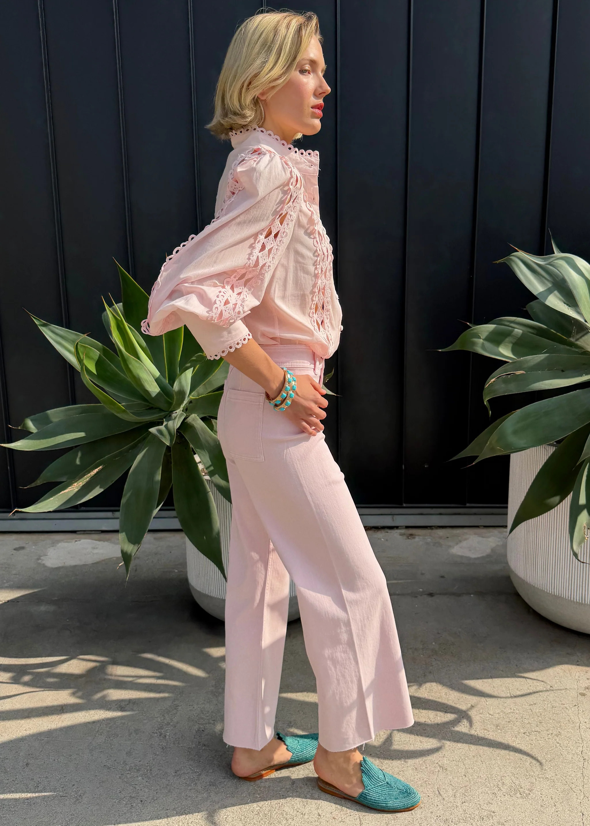 Lindi Straight Wide Leg Pants - Pink | Benaar La