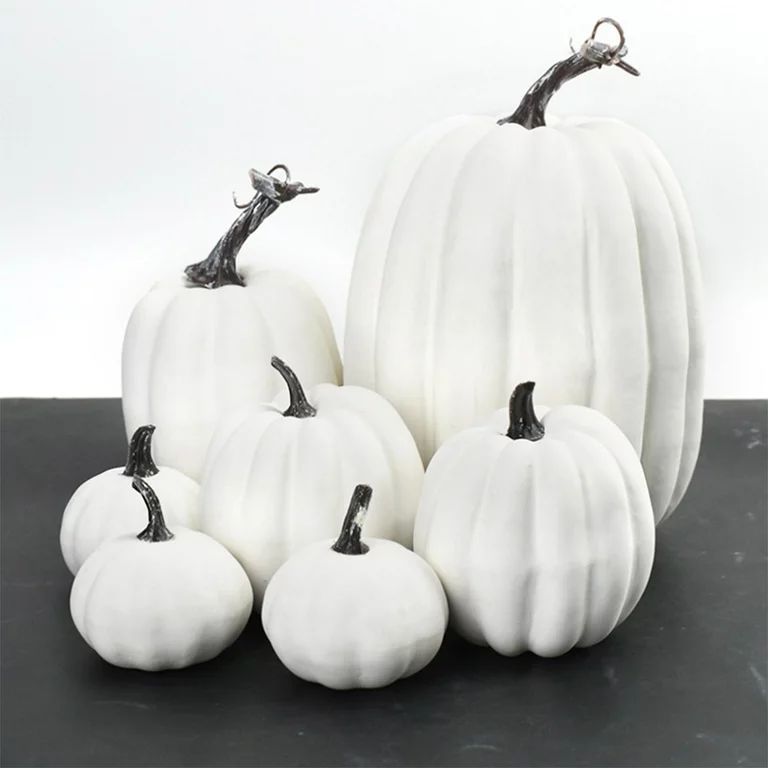 Liliz 7Pcs Halloween Simulation Artificial Pumpkin, Model Foam Craft Fall Decoration White | Walmart (US)