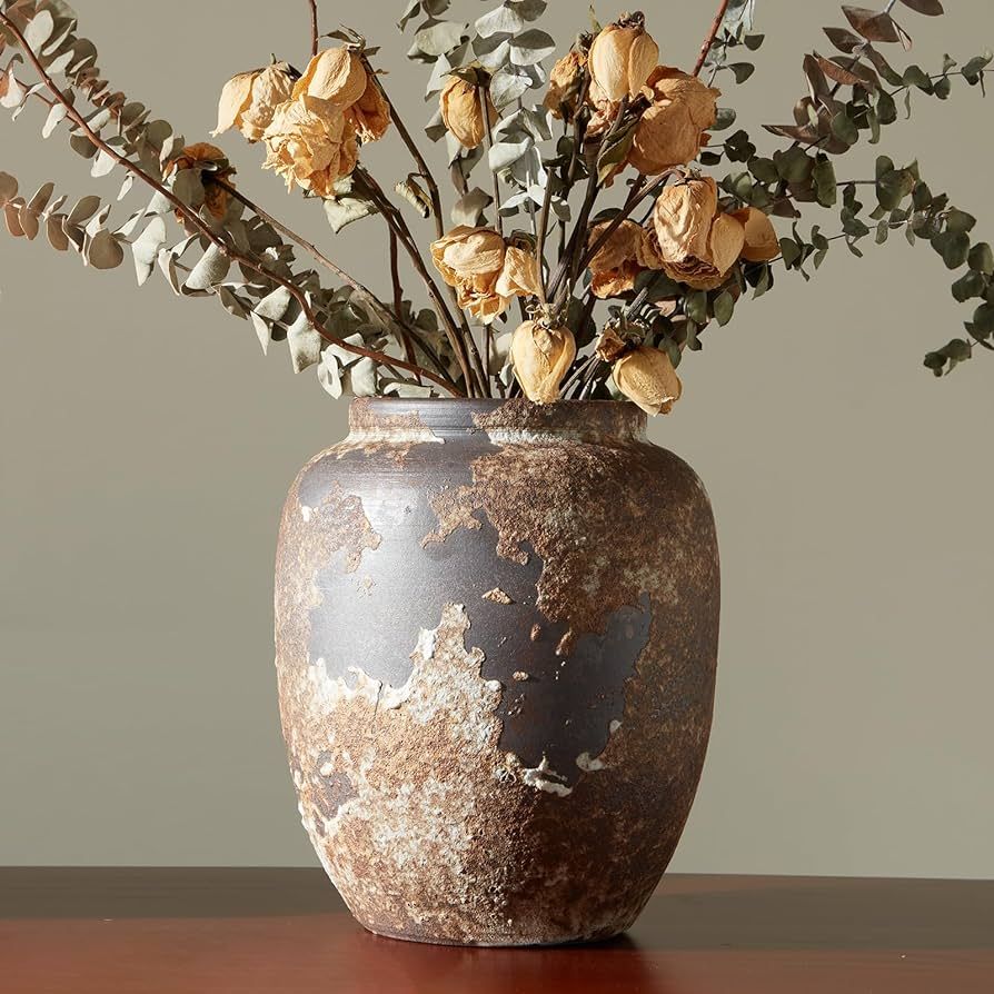 Rustic Vase for Home Decor, Farmhouse Terracotta Vases, Stone Vases, Large Vases for Living Room ... | Amazon (US)