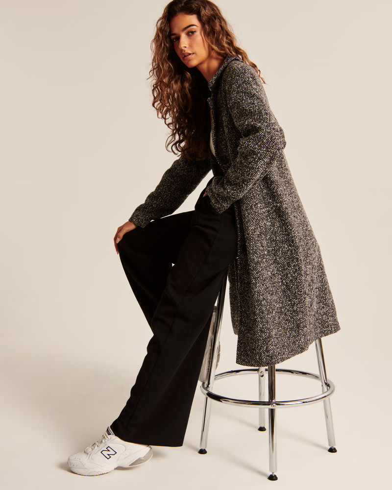 Women's Textured Dad Coat | Women's | Abercrombie.com | Abercrombie & Fitch (US)