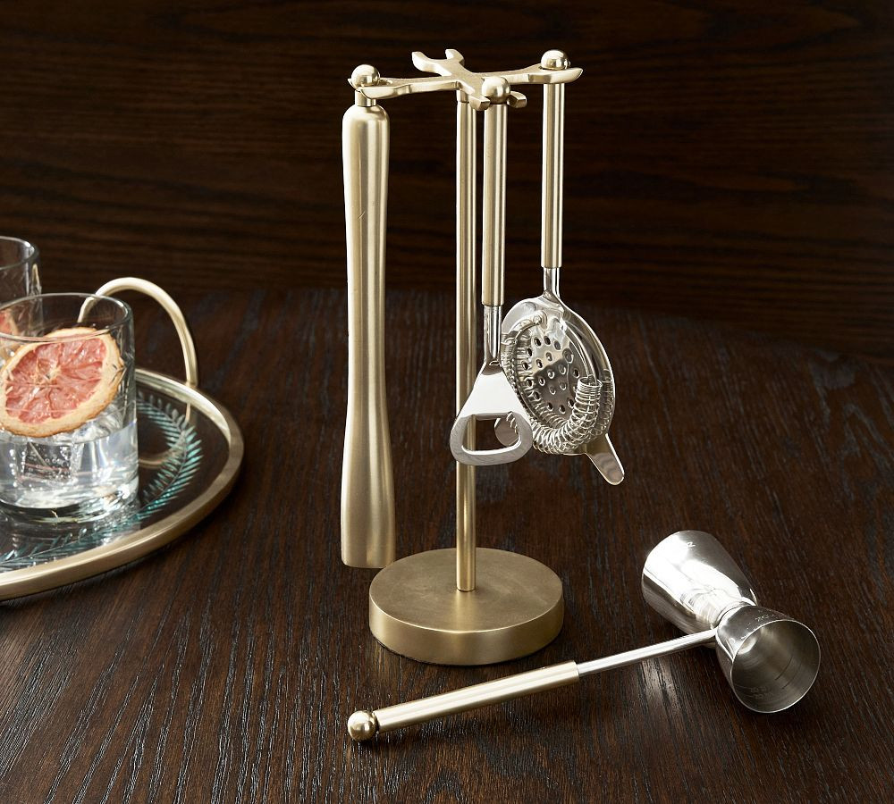Zelda Etched 4-Piece Bar Tool Set | Pottery Barn (US)