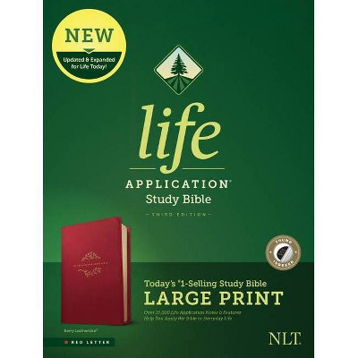 NLT Life Application Study Bible, Third Edition, Large Print (Red Letter, Leatherlike, Berry, Indexed) - by  New Living Translation (Leather Bound) | Target