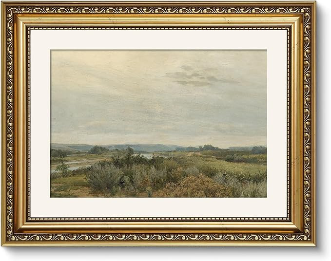 ARPEOTCY Vintage Gold Framed Wall Art, Nature Trees Landscape Rivers Retro Paintings, Canvas Prin... | Amazon (US)