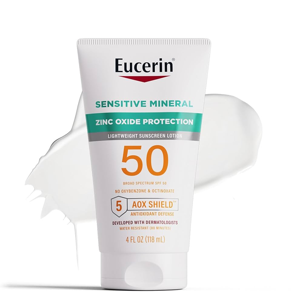 Eucerin Sun Sensitive Mineral Sunscreen Lotion SPF 50 with Zinc Oxide Protection, Hypoallergenic ... | Amazon (US)