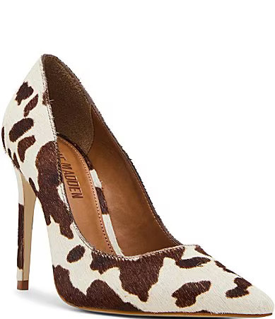 Steve Madden Noir Cow Print Haircalf Pointed Toe Stiletto Pumps - 9 | Dillard's