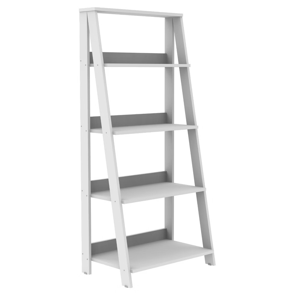 50"" Thatcher Transitional Wood 4 Shelf Ladder Bookshelf White - Saracina Home | Target