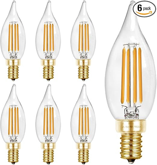 Hizashi LED Candelabra Bulbs 40 watt Equivalent, 90+ CRI Dimmable E12 LED Bulb Flame Tip Candle B... | Amazon (US)