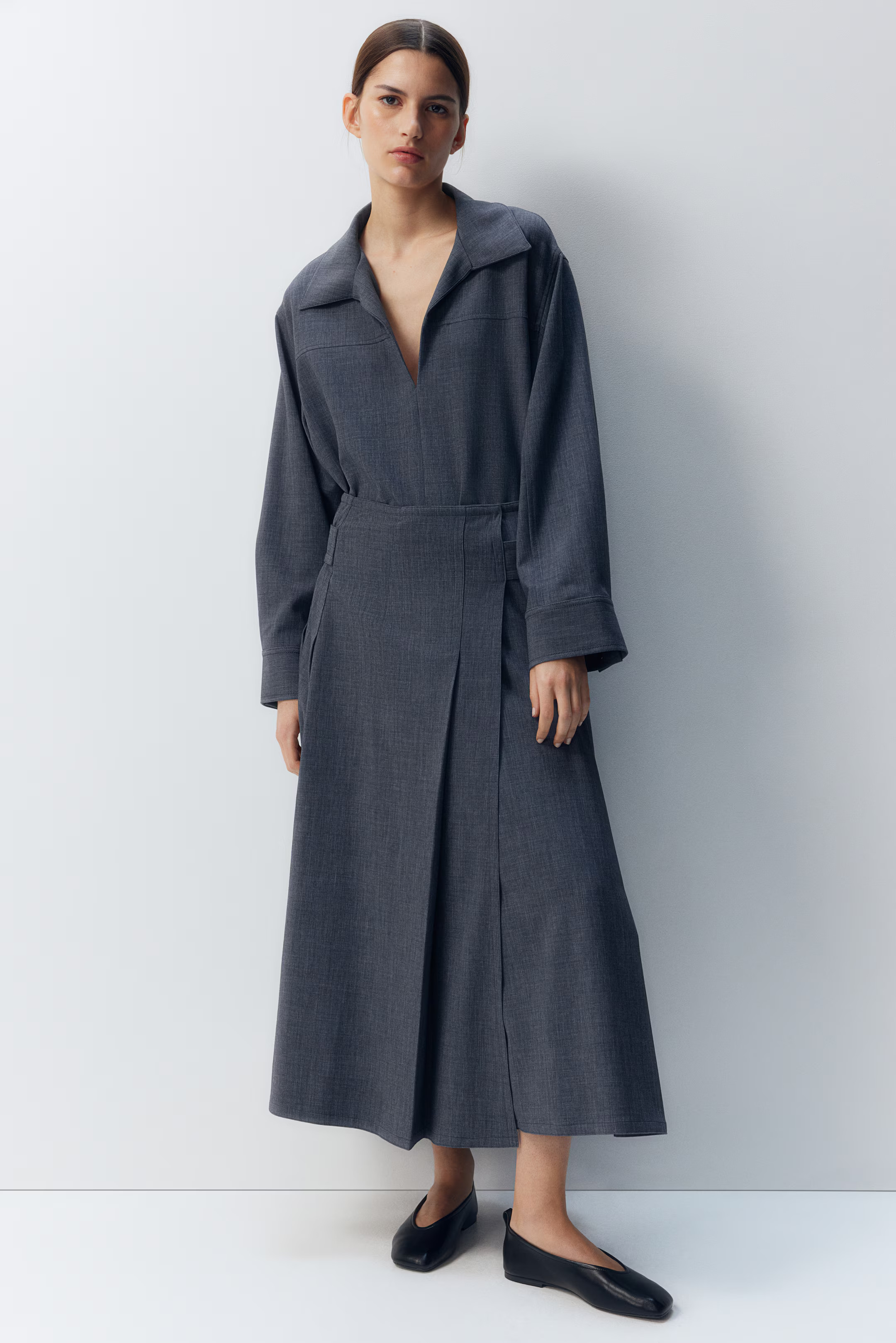 Pleated A-Line Skirt - Gray melange - Ladies | H&M US | H&M (US + CA)