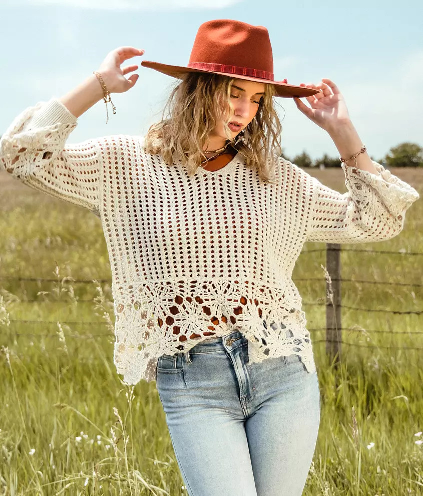 Collared Crochet Sweater | Buckle