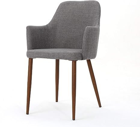 Christopher Knight Home Zeila Mid-Century Modern Fabric Dining Chair with Wood Finished Metal Leg... | Amazon (US)