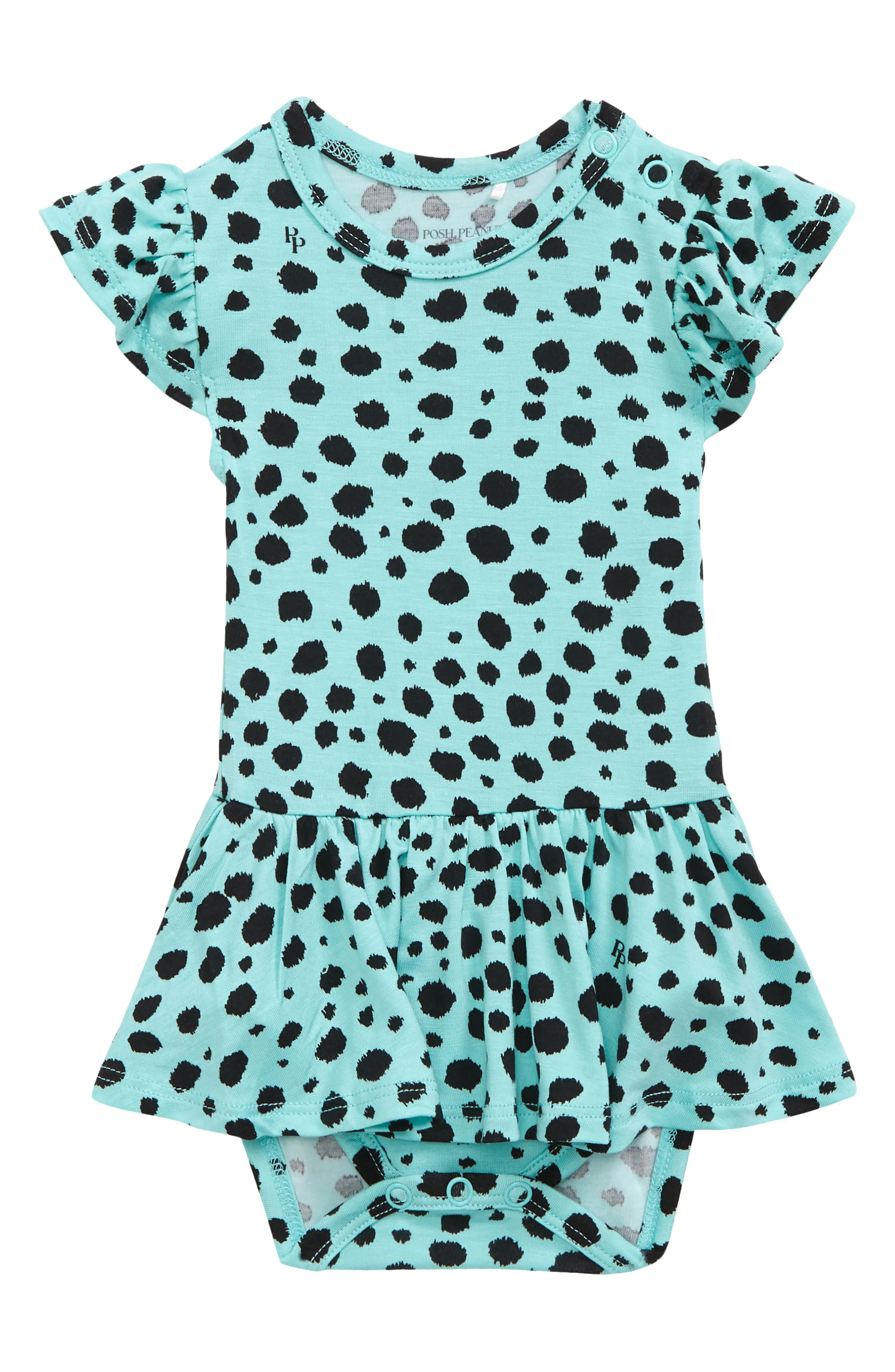 Posh Peanut Kids' Pebbles Twirl Bodysuit in Turquoise/aqua at Nordstrom, Size 2T | Nordstrom