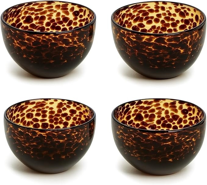 4 Pack Tortoise Print Glass Bowl (Hand Wash Only) Snack Bowl for Kitchen Tableware and Accessorie... | Amazon (US)