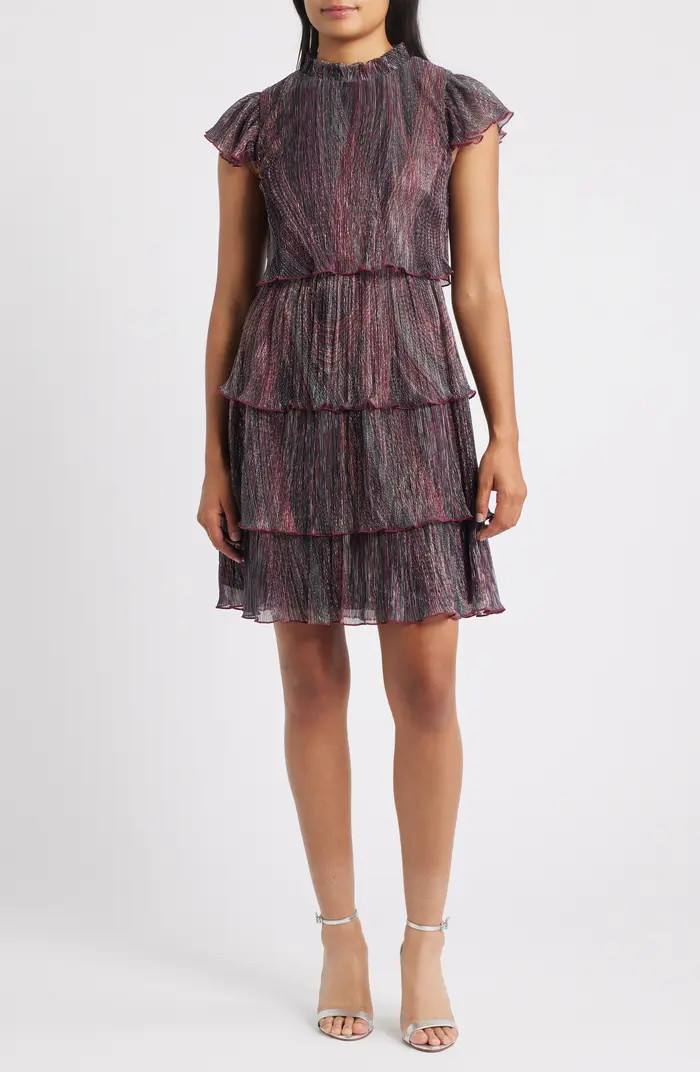 Vince Camuto Metallic Crinkle Tiered Dress | Nordstrom | Nordstrom