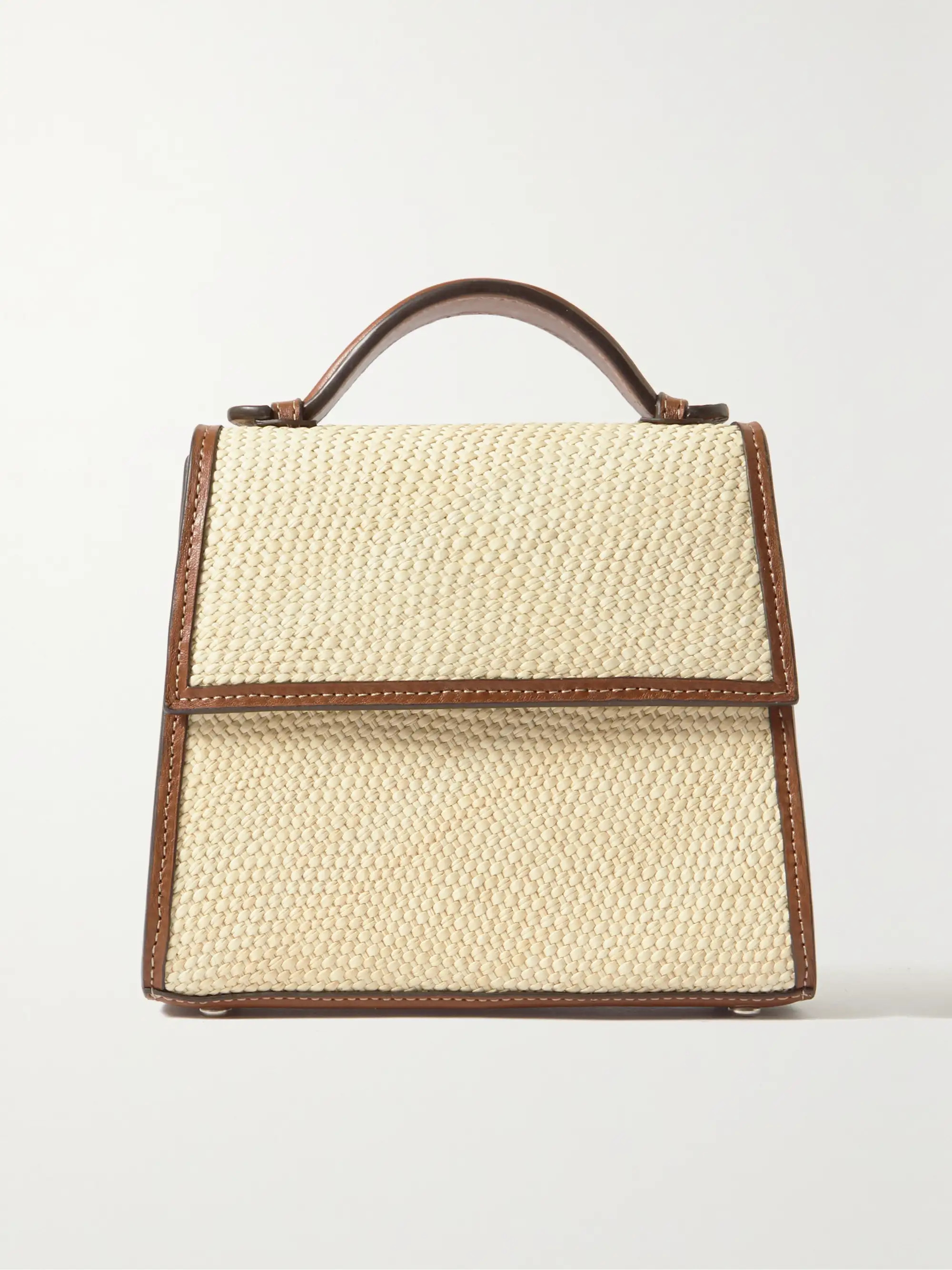 Woven leather-trimmed raffia tote | NET-A-PORTER (US)