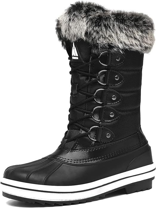 Women's Mid Calf Winter Snow Boots Waterproof Outdoor Cold Weather Insulated Boot Warm Lined Non ... | Amazon (US)