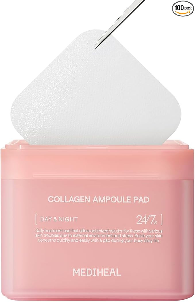 MEDIHEAL Collagen Ampoule Pad – Square Cotton Facial Toner Pads Collagen & Ceramide - Skin Firm... | Amazon (UK)