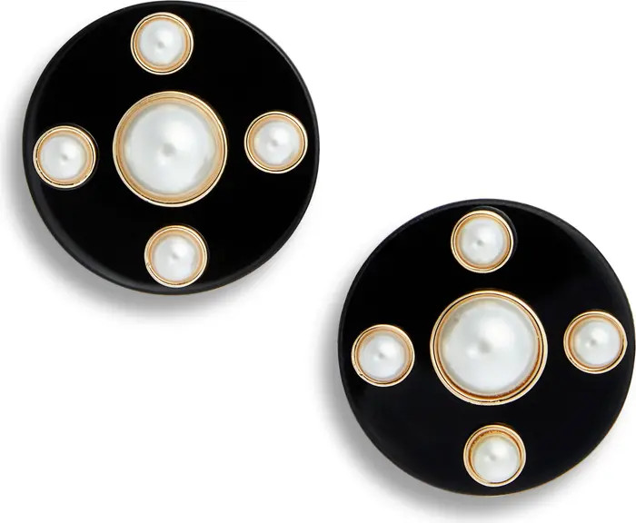 Carolina Herrera Faux Pearl Disc Stud Earrings | Nordstrom | Nordstrom
