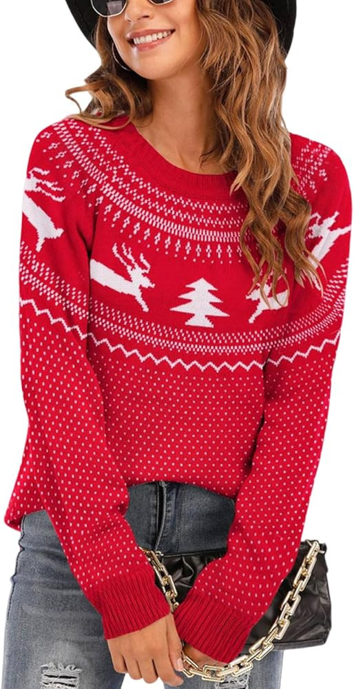 Women's Halloween Pullover Sweaters Long Sleeve Crew Neck Casual Fair Isle Sweater | Amazon (US)