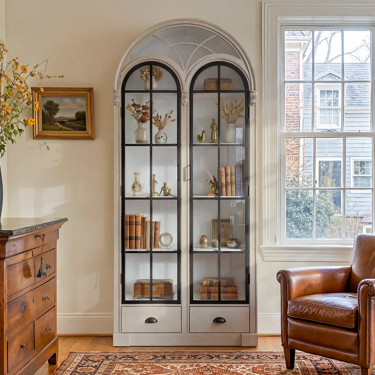 Curio 81'' H Arched Storage Cabinet with Drawer and Hidden Storage | Wayfair North America